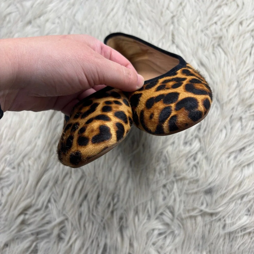 Madewell Women's 7 Leopard Animal Print Calf Hair Leather Ballet Flats Dopamine
